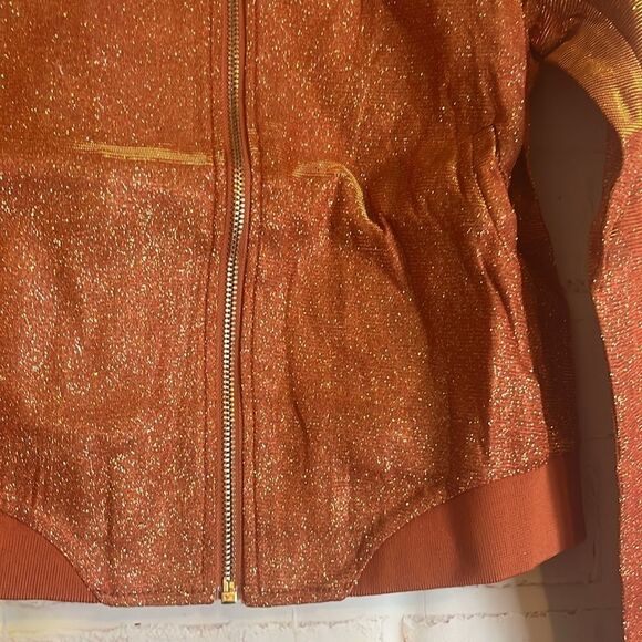 Lucy & Co Orange Rust Sparkle Zip Up Fashion Jacket s - Picture 3 of 11
